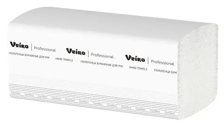 VEIRO: Полотенца бумажные V 1сл 250л 21х21,6см Comfort белый