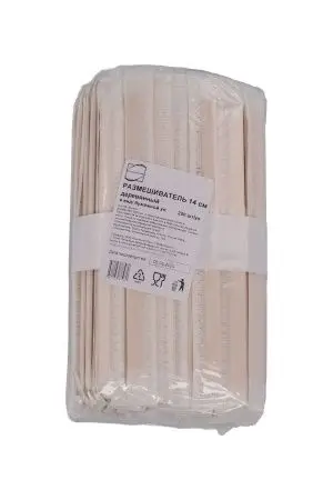 Одноразовая продукция: Размешиватель 140мм в инд. бумаж. упак. деревянный /пач.=250 шт.