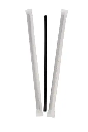 Одноразовая продукция: Трубочки для коктейля 8х240мм без изгиба черные в инд.упак. /пач.=250 шт.
