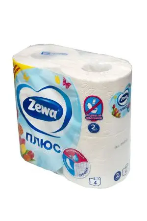 Бумага туалетная: 2сл 23м макулатура цвет белый "Зева Плюс" /пач.=4 шт.