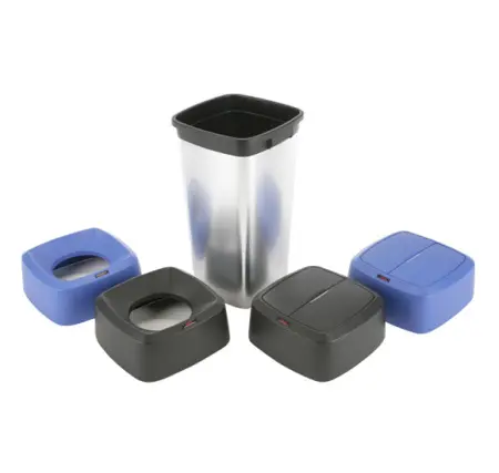 Vileda: Ирис контейнер пластиковый с металл покрытием прямоугольный, метал-черный