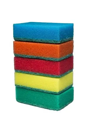 Губки,скрабы: для посуды VCLEAN Макси СУПЕР 9.5х6.5х3 поролон+абразив /пач.=5 шт.