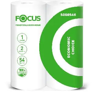 Бумажные полотенца: 1сл 54м целлюлоза цвет белый ХАЯТ ФОКУС Экономик Чойз /пач.=2 шт.