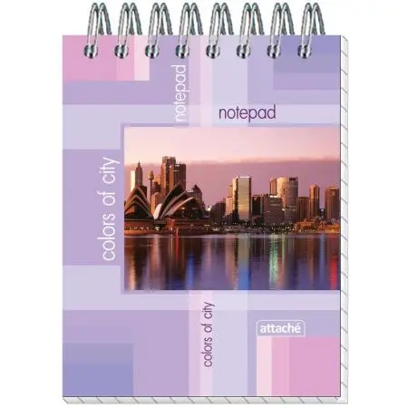 Канцелярские товары: Блокнот А7 40л клетка, спираль обл.мягкая цветн. Attache