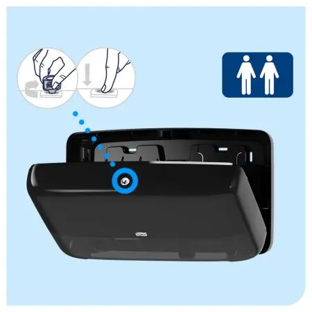 Tork: Диспенсер T2 Elevation двойной для туалетной бумаги в мини-рулоне черный