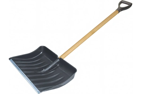 Хозяйственный инвентарь: Лопата для снега 512х408 пластиковая с мет планкой с деревянным черенком