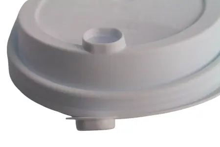 Одноразовая продукция: Крышка к стакану бумажному d=90мм с питейником (клапан) ПП белая матовая /пач.=50 шт.