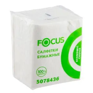 Бумажные салфетки: столовые 1сл 100листов 20х24 ХАЯТ Фокус Экономик Чойз белые