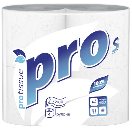 Бумага туалетная: 2сл 23м целлюлоза цвет белый PROtissue /пач.=4 шт.