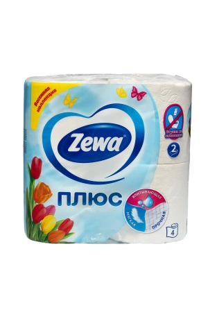 Бумага туалетная: 2сл 23м макулатура цвет белый "Зева Плюс" /пач.=4 шт.