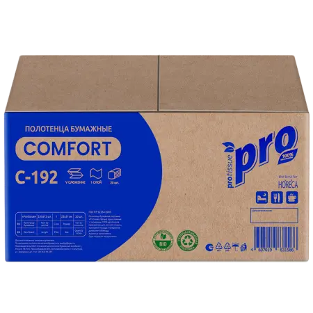 Вик: Полотенца бумажные V 1сл 250л 21х22см 100% целлюлоза 25г белые PROtissue