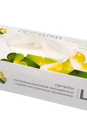 Перчатки: виниловые L одноразовые неопудренные /пач.=100 шт.