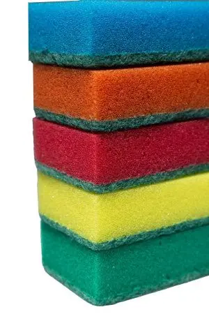 Губки,скрабы: для посуды VCLEAN Макси СУПЕР 9.5х6.5х3 поролон+абразив /пач.=5 шт.