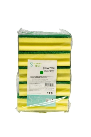 Губки,скрабы: для посуды Скандик Тек 16х7х4.5 зеленый абразив /пач.=5 шт.