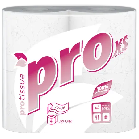 Бумага туалетная: 2сл 18м целлюлоза цвет белый PROtissue /пач.=4 шт.