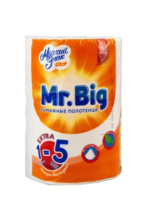 Бумажные полотенца: 2сл 50м целлюлоза цвет белый Мягкий знак Мистер Биг