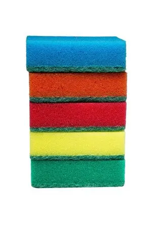 Губки,скрабы: для посуды VCLEAN Макси СУПЕР 9.5х6.5х3 поролон+абразив /пач.=5 шт.