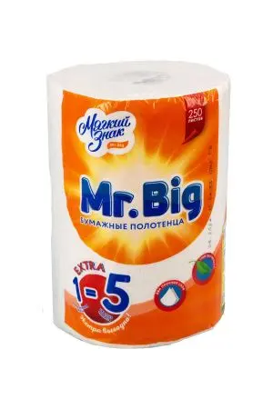Бумажные полотенца: 2сл 50м целлюлоза цвет белый Мягкий знак Мистер Биг