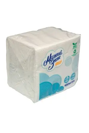 Бумажные салфетки: столовые 2сл 100листов 24х24 Мягкий знак белые