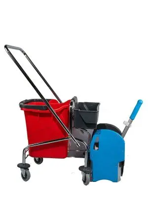 Вик: Тележка 1х25л хром + отжим + дополнительная корзина