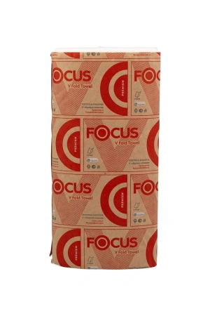 Хаят: Полотенца бумажные V 2сл 200л 23х23см ФОКУС ПРЕМИУМ белые ПЭ