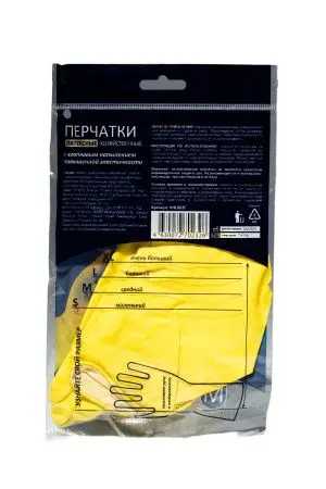 Перчатки: резиновые латексные плотность высокая М с хлопковым напылением