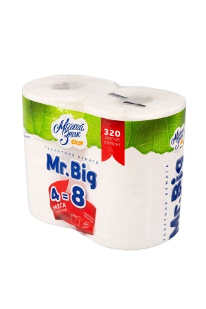 Бумага туалетная: 2сл 40м целлюлоза цвет белый Мягкий Знак Мистер Биг /пач.=4 шт.