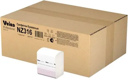 VEIRO: Салфетки бумажные Z 1сл 250л 11.1х22.5см белые Premium для диспенсеров