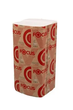 Хаят: Полотенца бумажные V 2сл 200л 23х23см ФОКУС ПРЕМИУМ белые ПЭ