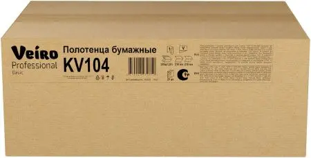 VEIRO: Полотенца бумажные V 1сл 250л 21х21,6см Basic натуральный