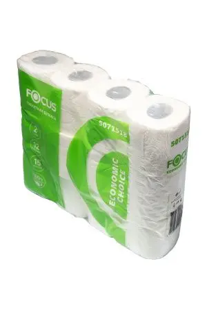 Хаят: Бумага туалетная 2сл 15м ФОКУС Экономик Чойс белая /пач.=12 шт.