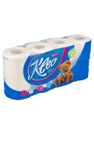 Бумага туалетная: 3сл 18м целлюлоза цвет белый Клео /пач.=8 шт.