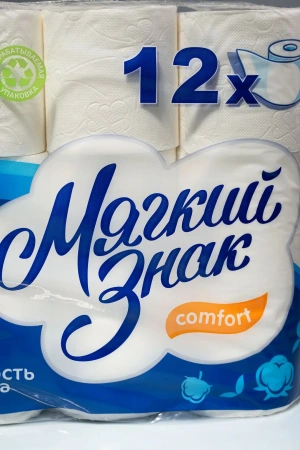 Бумага туалетная: 2сл 16,25м целлюлоза цвет белый Мягкий знак Комфорт Котенок /пач.=12 шт.