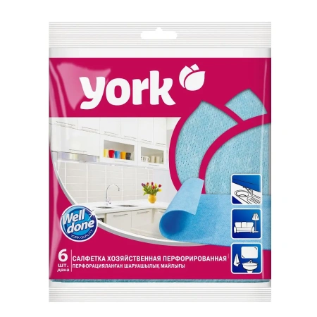 ХозСалфетки: *универсал 34х35 вискоза перфорированные York /пач.=6 шт.