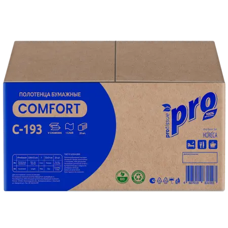 Вик: Полотенца бумажные V 1сл 250л 21х22см 100% целлюлоза 33г белые PROtissue