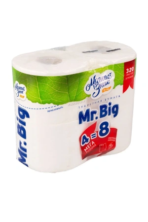Бумага туалетная: 2сл 40м целлюлоза цвет белый Мягкий Знак Мистер Биг /пач.=4 шт.
