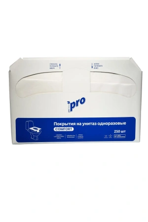 Вик: Покрытия на унитаз 250л 1/2 сложения индивидуальные 100% целлюлоза водорастворимые белые Protissue Comfort