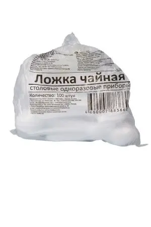 Одноразовая продукция: Ложка чайная белая /пач.=100 шт.
