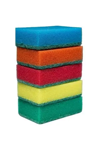 Губки,скрабы: для посуды VCLEAN Макси СУПЕР 9.5х6.5х3 поролон+абразив /пач.=5 шт.