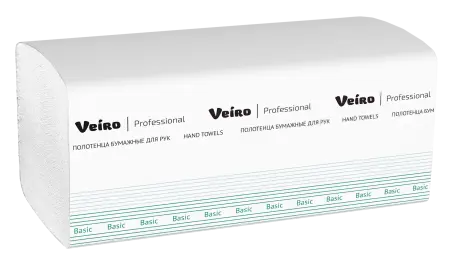 VEIRO: Полотенца бумажные V 1сл 250л 21х21,6см Basic натуральный