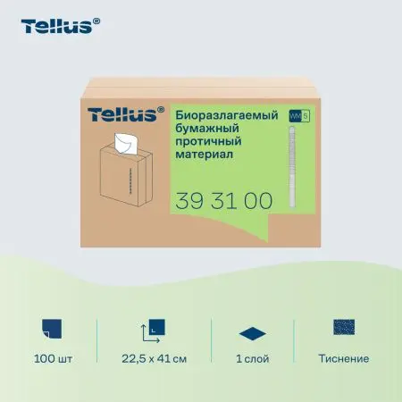 ТОРК: Tellus Материал протирочный бумажный WM5 Премиум 1сл 100л 22,5х41см биоразлагаемый белый