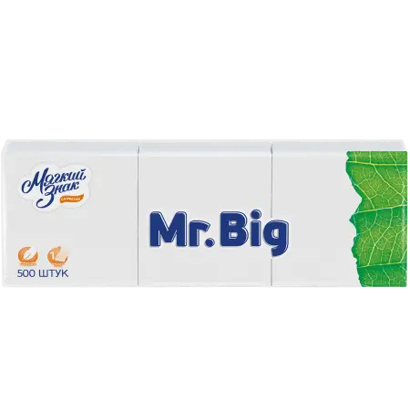Бумажные салфетки: столовые 1сл 500листов 24х24 Mr. Big белые