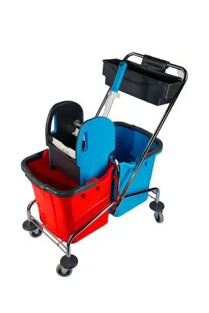 Вик: Тележка 2х25л металл хром+ отжим + дополнительная корзина