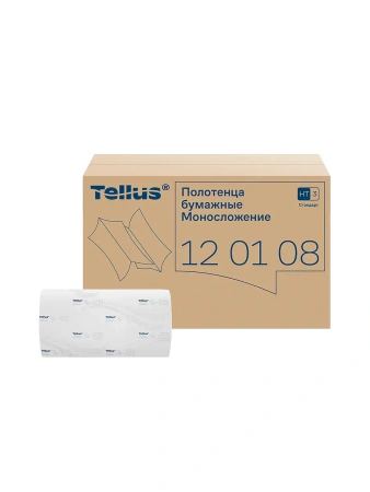 ТОРК: Tellus Полотенца бумажные H3 Синглфолд Стандарт 1сл 250л 23х23см белые
